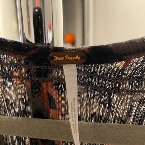 Free People Black and Brown Animal Print V-Neck Long Sleeve Dress - Picture 5 of 9